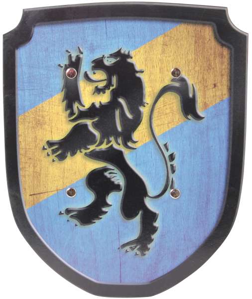 Schild blau / gelb Löwe