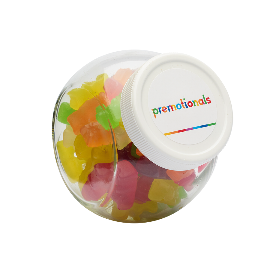 Bonbonglas 395 ml weißem Kunststoff Deckel gefüllt mit ca. 250 gram Schoko-Mix