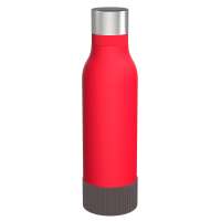 Flasche rot, Hülle braun