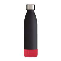 Flasche schwarz, Hülle rot