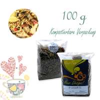 Kompostierbarer Zellglas-Beutel, Geprägtes Verschluss-Siegel aus Zuckerrohrpapier. Komplett abbaubar. Inhalt 100 g