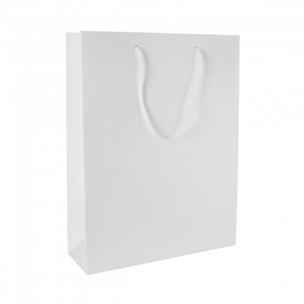 Glanz-laminierte Papiertasche weiß 220 x 100 x 275 mm