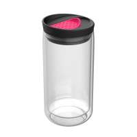 Becher transparent, Deckel magenta
