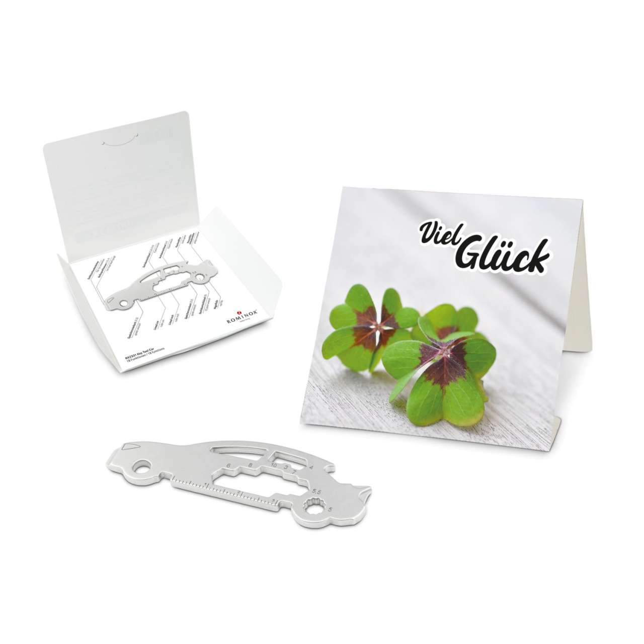 Geschenkartikel: ROMINOX® Key Tool Funktionen) im Motiv-Mäppchen Viel Glück