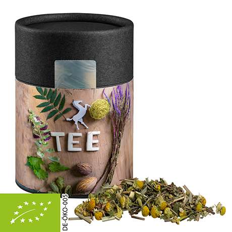 Bio Kräutertee Kräuterfantasie, ca. 25g, Kraftpapierdose Midi schwarz