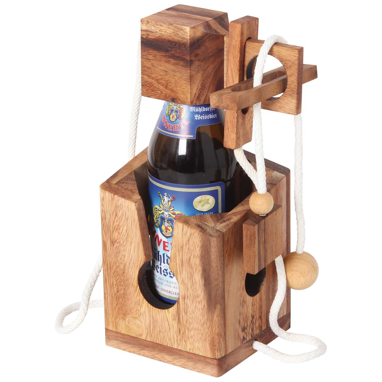 Holz-Flaschenpuzzle braun