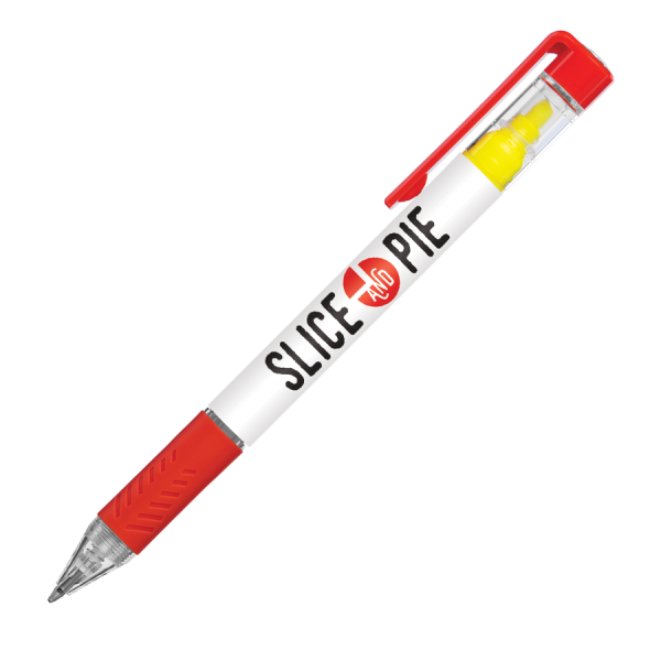 DELOS Kugelschreiber Bright und gelbe Textmarker mit 4c-Druck all-over