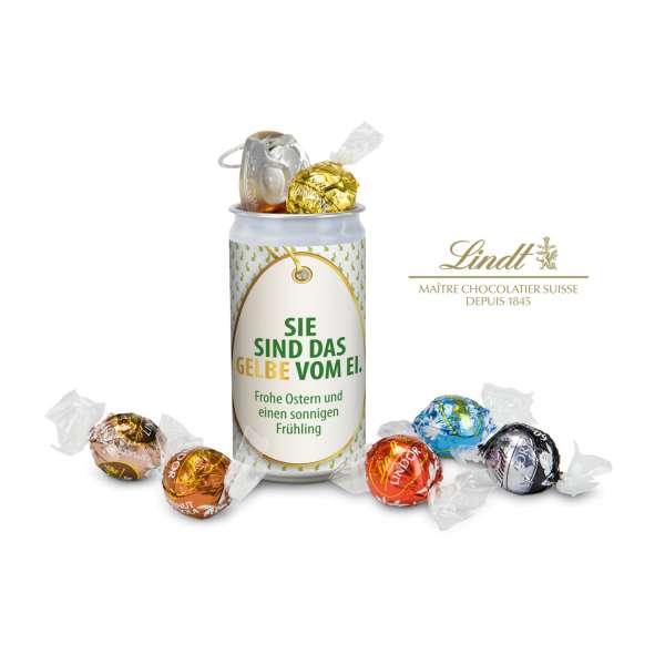 Geschenkartikel / Präsentartikel: Lindt-Geheimnis Ostern, das Nest in der Dose - Etikett Ostern