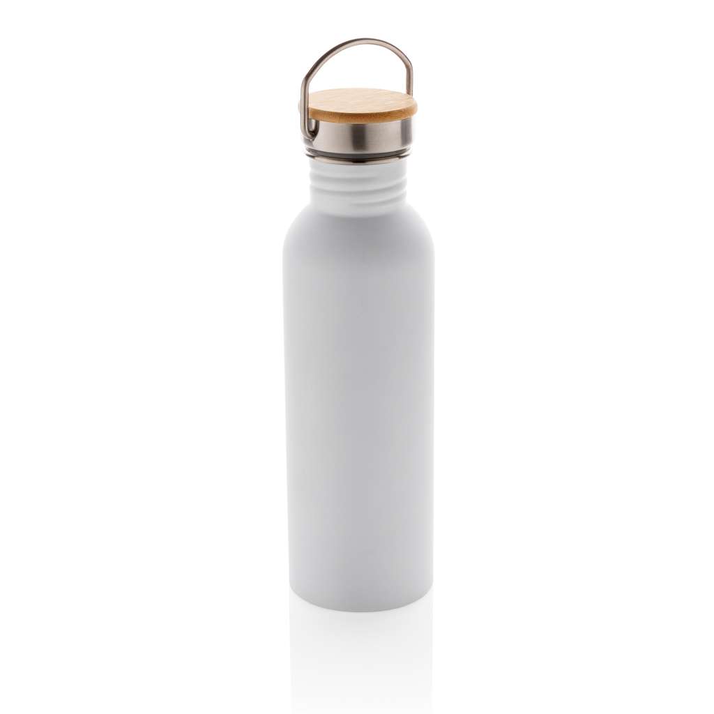 Moderne Stainless-Steel Flasche mit Bambusdeckel