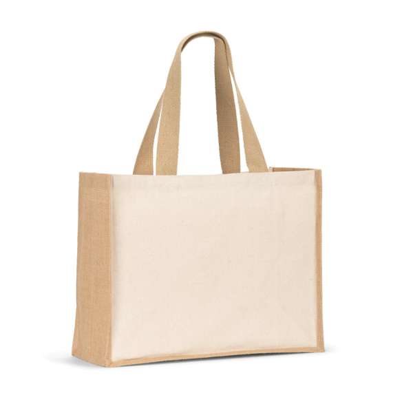 HELSINQUE Tasche aus Canvas (320 g / m²), mit Boden und Seiten aus laminierter Jute (350 g / m²) in