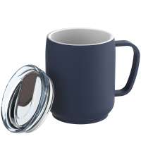 Becher blau, Deckel braun