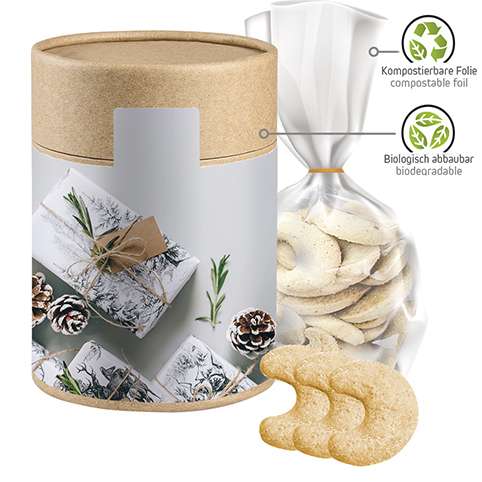 Vanillekipferl, ca. 100g, Beutel in Kraftpapierdose Maxi