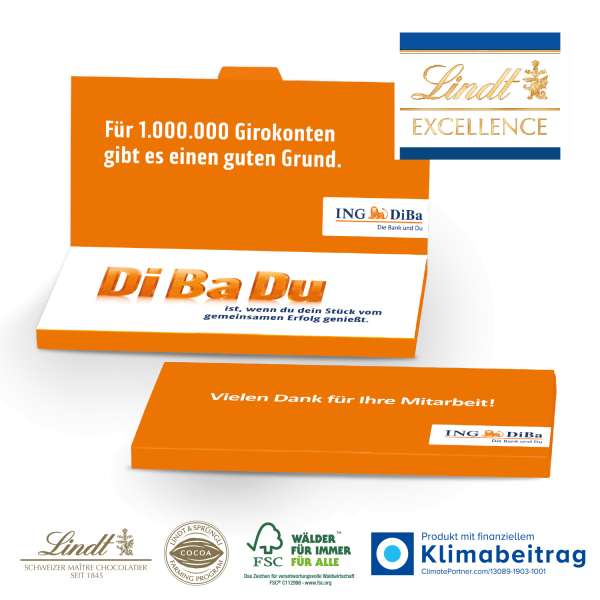 Grußkarte mit Schokoladentafel von Lindt