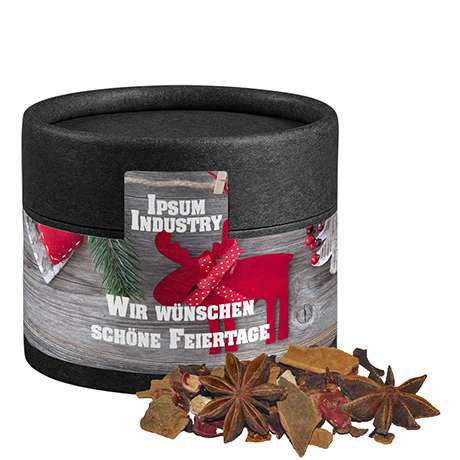 Glühweingewürz grob, ca. 20g, Kraftpapierdose Mini schwarz