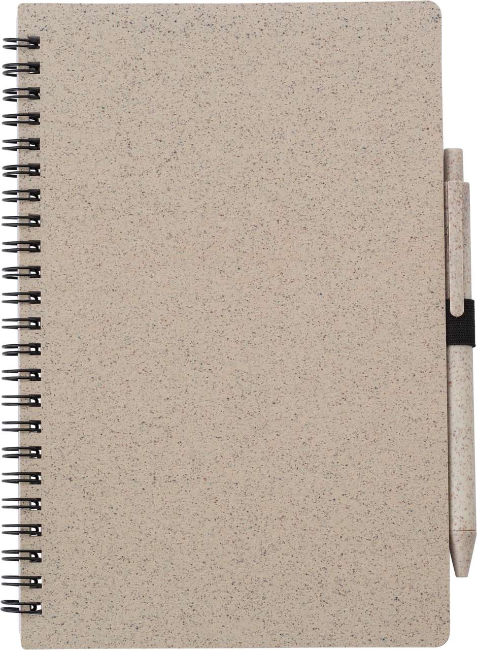 Notizbuch und Kugelschreiber aus Weizenstroh Massimo