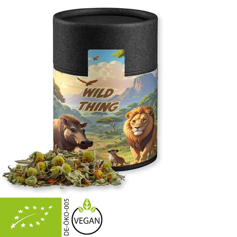 Bio Rotbuschtee Entspannungszeit, ca. 40g, Kraftpapierdose Midi schwarz