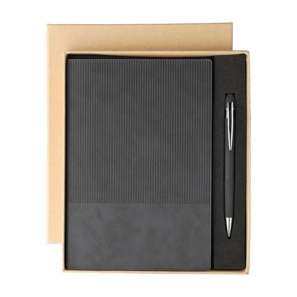 Recyceltes PU-Notizbuch (A5) und Kugelschreiber-Set Tarek