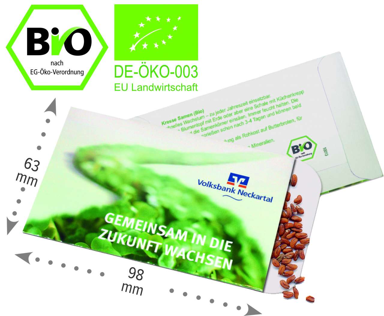 Samentütchen Bio-Kresse 63 x 98 mm