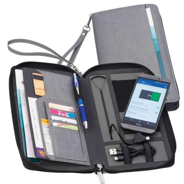 Reisemappe mit integrierter Powerbank 4.000 mAh