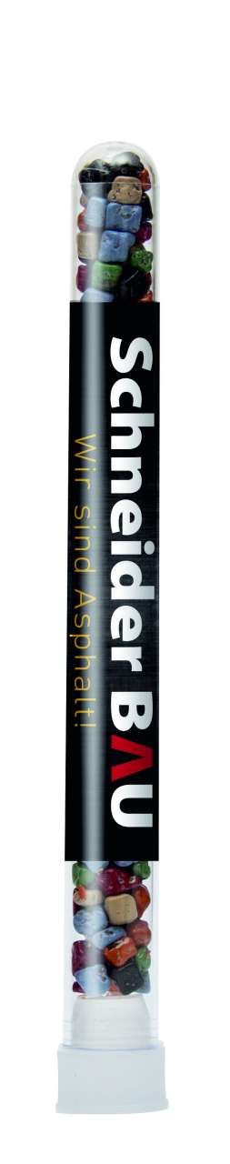 Schoko-Linsen in im Reagenzglas