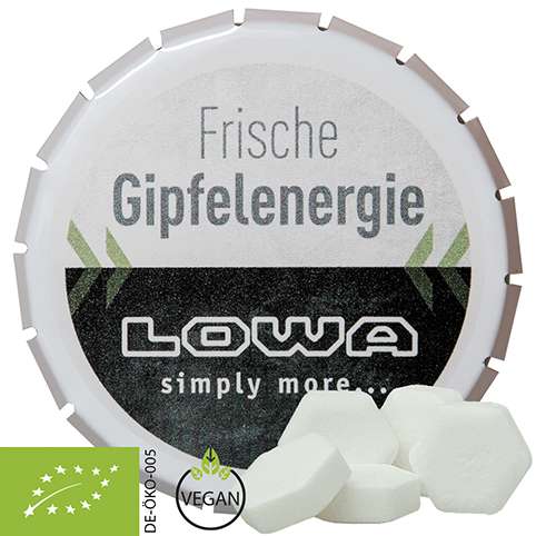 Bio Traubenzucker Orange Drops, ca. 20g, Klick-Klack Dose weiß