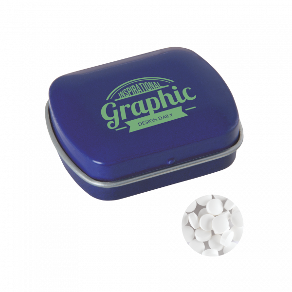 Kleine Blechdose mit ca. 10 gr. extra strong Minties `Triangle`