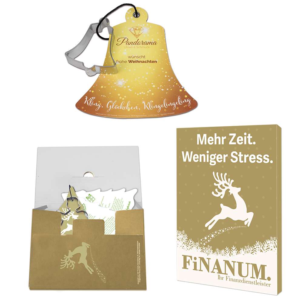 Backförmchen mit Rezeptblock Glocke