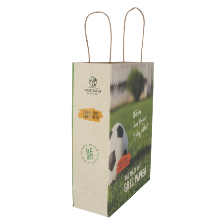 Tasche aus Graspapier, 50% baumfrei 120 gsm, 310 x 120 x 410 mm.
