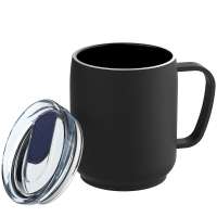 Becher schwarz, Deckel dunkelblau