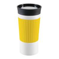 Becher weiß, Hülle gelb