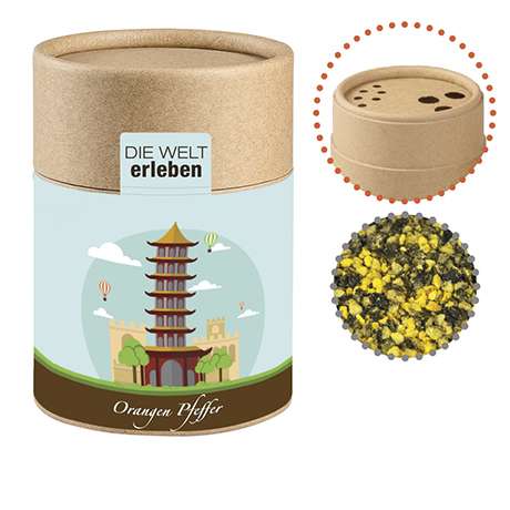 Gewürzmischung Orangen-Pfeffer, ca. 75g, Kraftpapierstreuer Midi