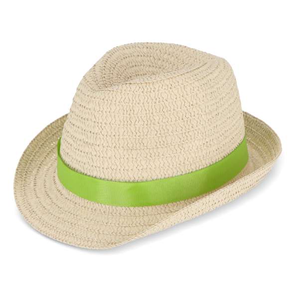 Pflanzlicher Strohhut mit farbigem Band
