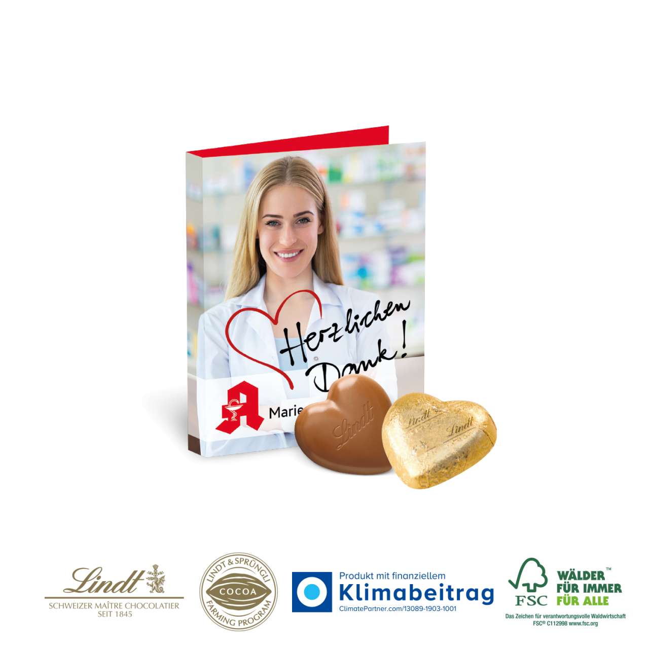 Werbe-Klappkarte mit süßer Füllung