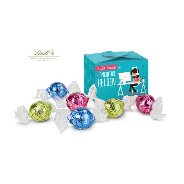 Geschenkartikel / Präsentartikel: Lindt süße Pause fürs Home-Office, 5 Lindorkugeln für Ihre Mitarbe