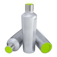 Flasche silber, Deckel hellgrün, Boden hellgrün