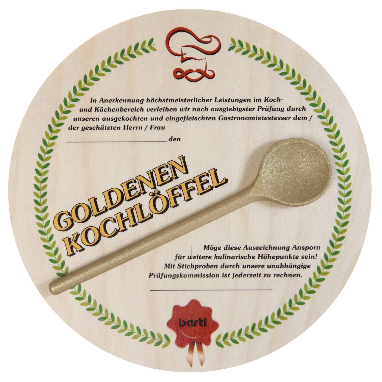 Goldener Kochlöffel bunt