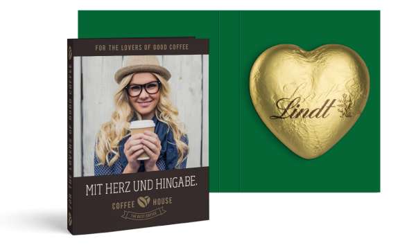 Werbekarte mit Lindt Schokoladen Herz 20 g