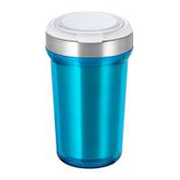 Innenbecher silber, Deckel weiß, Tasse cyan