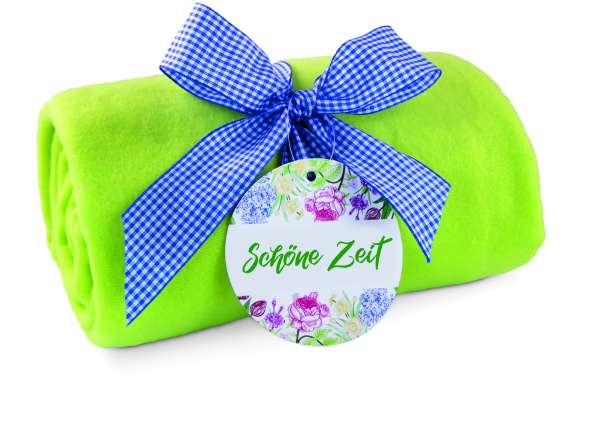 Fleecedecke Frühlingszeit - apfelgrün - 120 x 150 cm, 180 g / m²