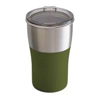 Becher silber, Hülle olivgrün