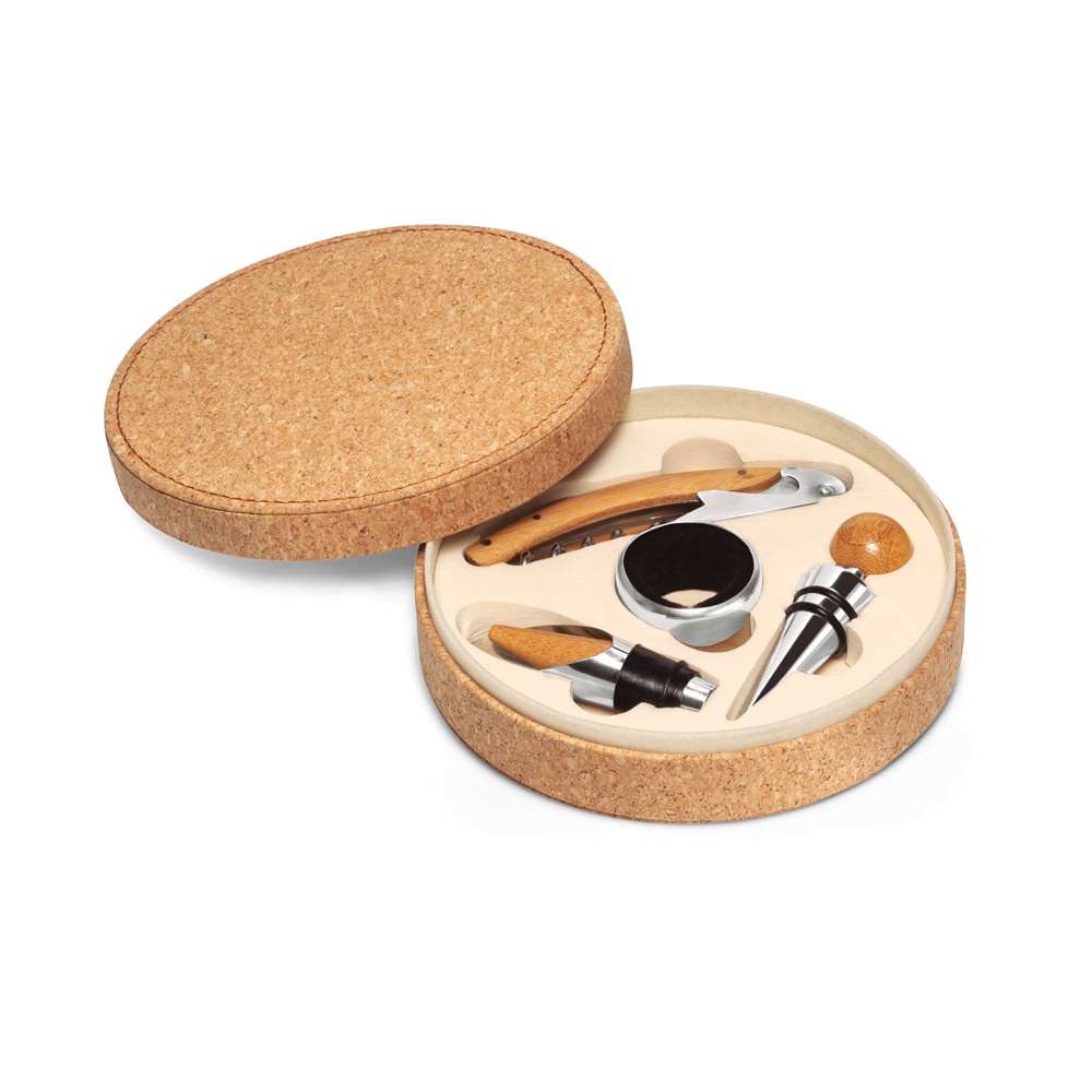 MORETO Weinset aus Metall und Holz, 4 teilig