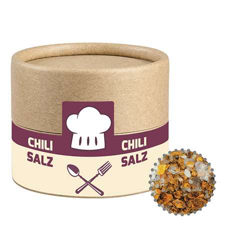 Gewürzmischung Chili-Salz, ca. 30g, Kraftpapierdose Mini