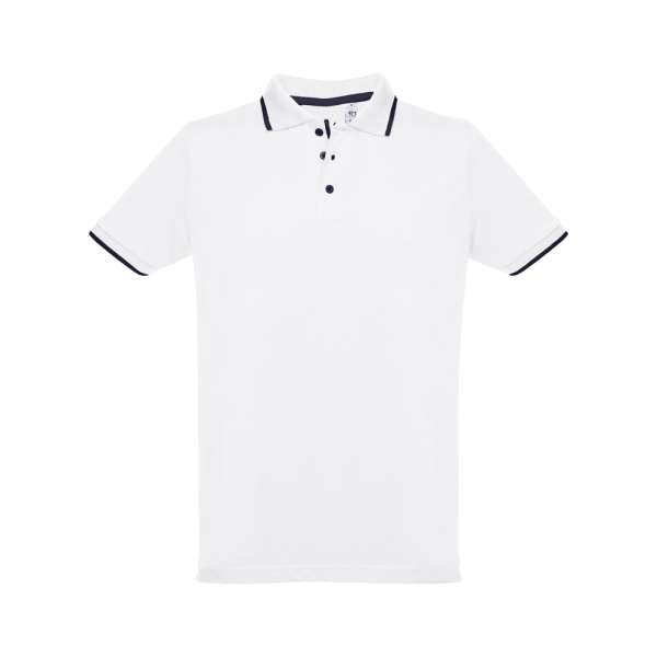 THC ROME WH Zweifarbiges Baumwoll-Poloshirt für Männer Weiße Farbe