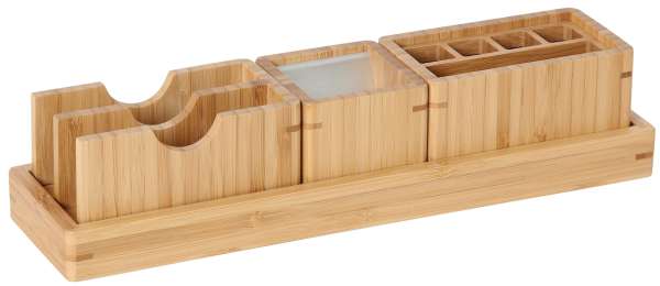 Stifte- und Zettelhalter, Bambus, 4-teilig