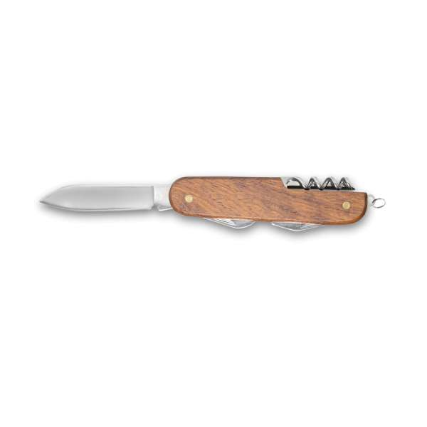 BELPIANO Multifunktions-Taschenmesser aus Edelstahl und Holz