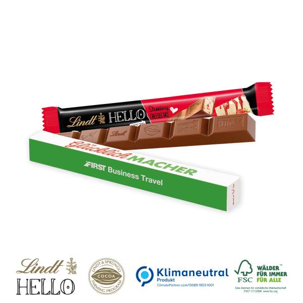 Schokoladen-Stick Lindt "HELLO", Klimaneutral, FSC®