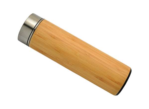 Doppelwandige Flasche 'Onsen', Bambus, mit Teesieb