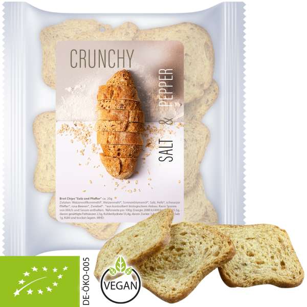 Bio Brot Chips Salz und Pfeffer, ca. 20g, Express Maxi-XL-Tüte mit Etikett