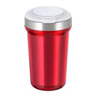 Innenbecher silber, Deckel weiß, Tasse rot