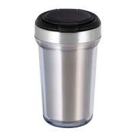 Innenbecher silber, Deckel schwarz, Tasse transparent